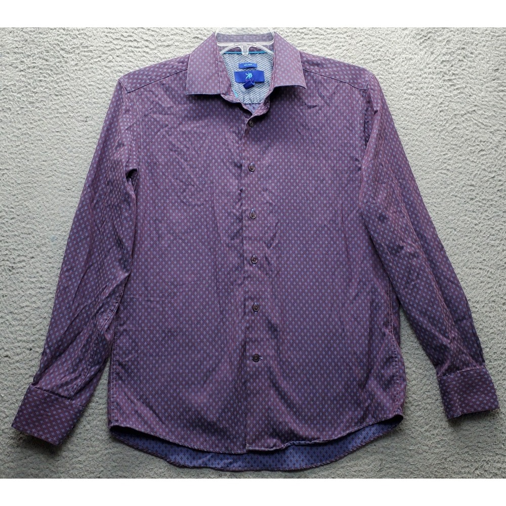 Egara Button-Up Shirt Mens M Multi Printed Cotton Non-Iron Long Sleeve Collared